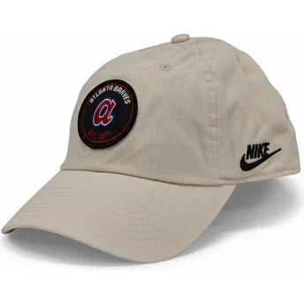 Petten gebogen beige verstelbare band Club Unstructured Organic Cotton van Atlanta Braves MLB van Nike