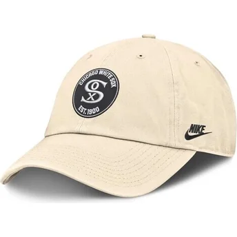 Petten gebogen beige verstelbare band Club Unstructured Organic Cotton van Chicago White Sox MLB van Nike