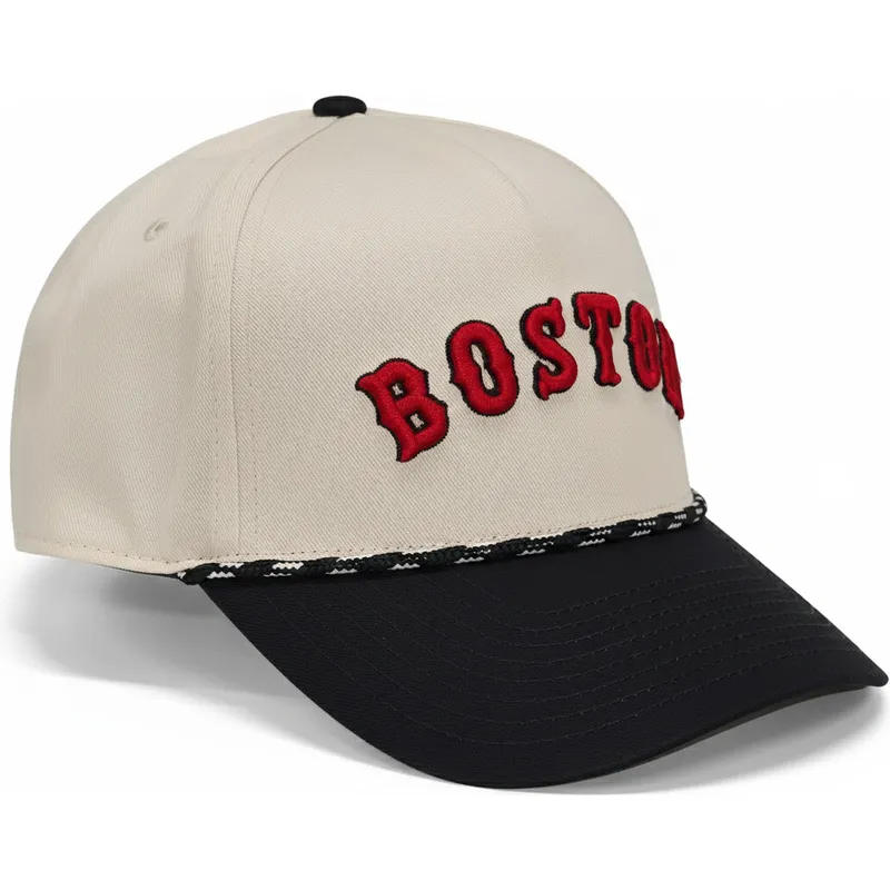 buet-beige-og-sort-snapback-kasket-rise-structured-fra-boston-red-sox-mlb-fra-nike