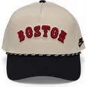 nike-boston-red-sox-mlb-rise-structured-beige-und-schwarze-snapback-cap-mit-gebogenem-schirm