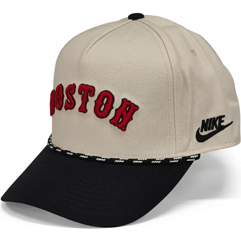 petten-gebogen-beige-snapback-rise-structured-van-boston-red-sox-mlb-van-nike