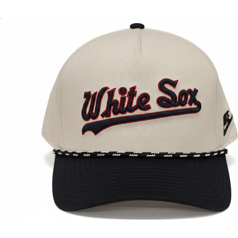bezowo-czarna-czapka-z-daszkiem-snapback-rise-structured-chicago-white-sox-mlb-nike
