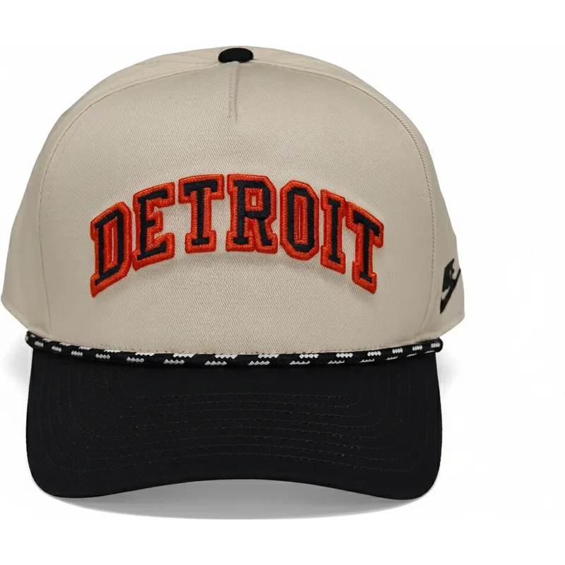 beige-und-schwarze-gebogene-snapback-kappe-rise-structured-der-detroit-tigers-mlb-von-nike