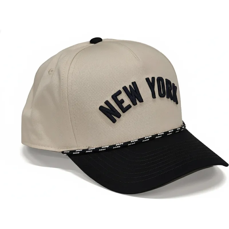 beige-og-sort-buet-kasket-snapback-rise-structured-fra-new-york-yankees-mlb-fra-nike