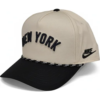 Czapka z daszkiem beżowo-czarna snapback Rise Structured New York Yankees MLB Nike