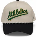 beige-und-schwarze-gebogene-snapback-kappe-rise-structured-der-oakland-athletics-mlb-von-nike