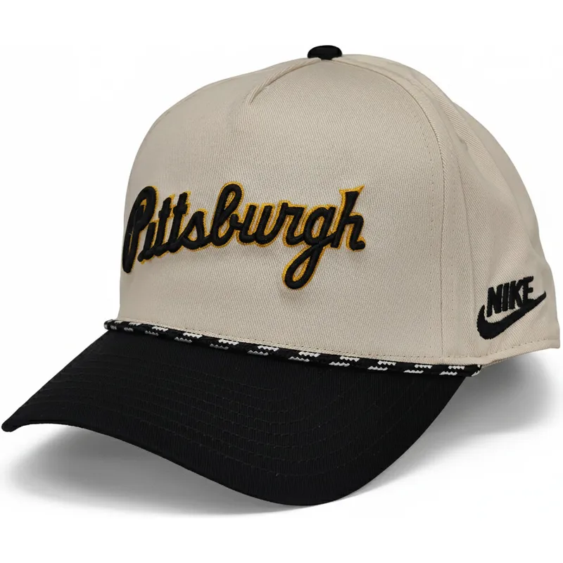 bezowo-czarna-czapka-z-zakrzywionym-daszkiem-snapback-rise-structured-pittsburgh-pirates-mlb-nike