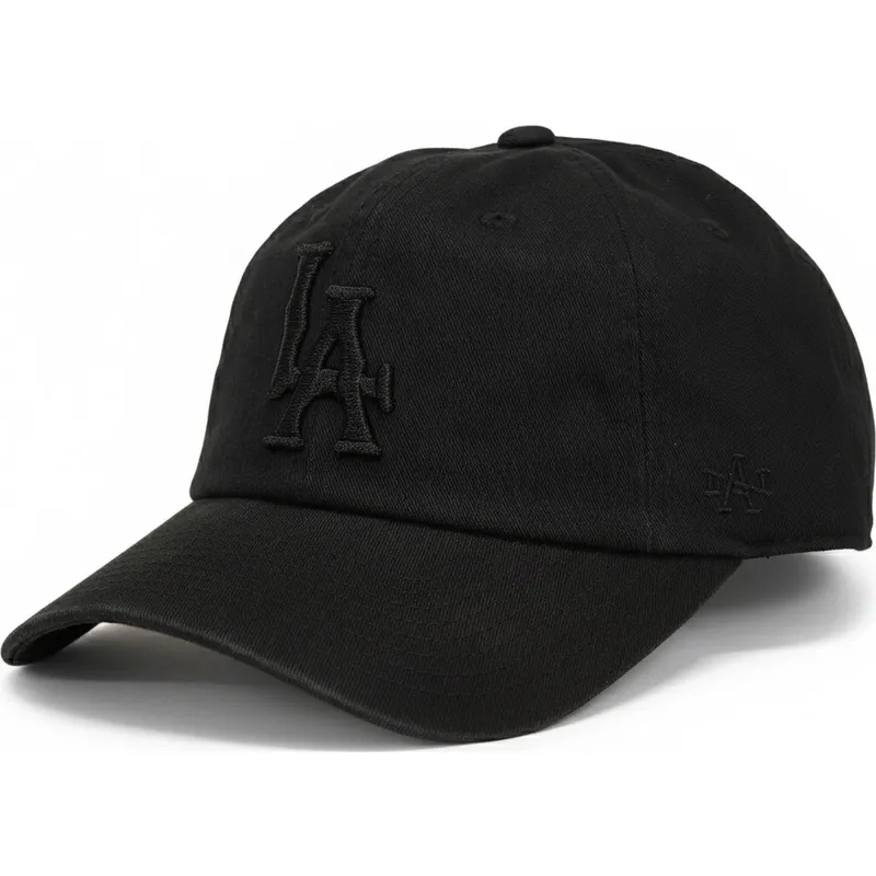 svart-bojd-justerbar-keps-med-svart-los-angeles-dodgers-ballpark-logotyp-fran-american-needle