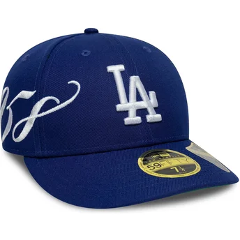 Cappellino curvo blu regolabile 59FIFTY Low Profile Precurved Est Script dei Los Angeles Dodgers MLB di New Era