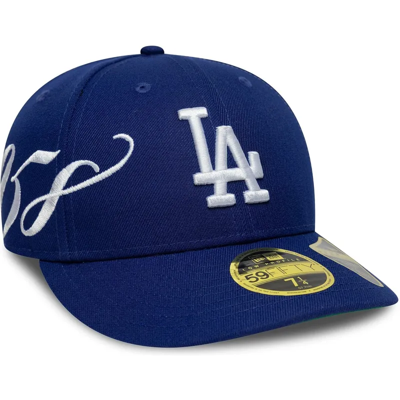 cappellino-curvo-blu-chiuso-59fifty-low-profile-precurved-est-script-dei-los-angeles-dodgers-mlb-di-new-era