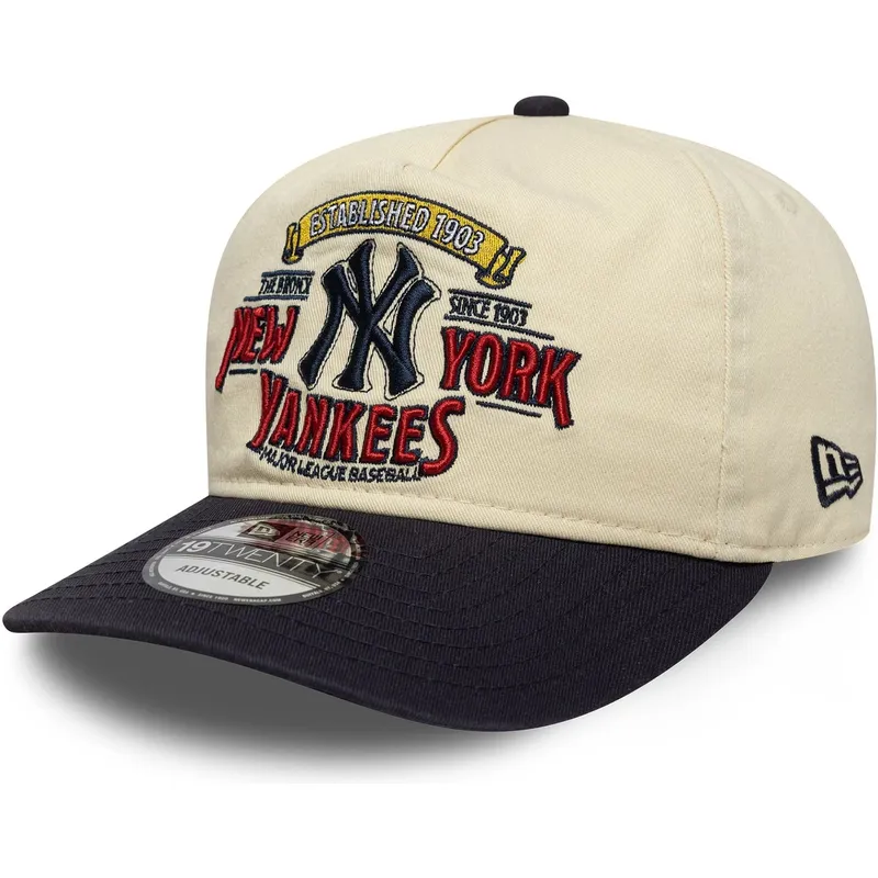 casquette-courbee-beige-et-bleue-marine-ajustable-19twenty-washed-graphic-new-york-yankees-mlb-new-era