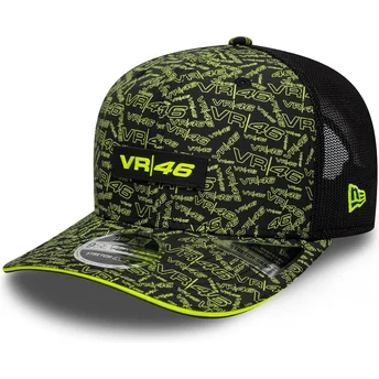 Petten gebogen zwart snapback 9SEVENTY Stretch Snap All Over Print van Valentino Rossi VR46 MotoGP van New Era