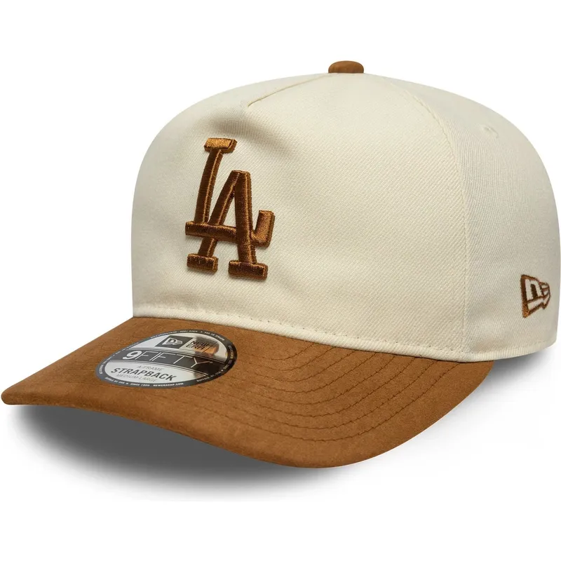 petten-gebogen-bruin-verstelbare-band-9fifty-a-frame-suede-visor-van-los-angeles-dodgers-mlb-van-new-era