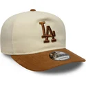 bojd-beige-och-brun-justerbar-keps-9fifty-a-frame-suede-visor-los-angeles-dodgers-mlb-fran-new-era