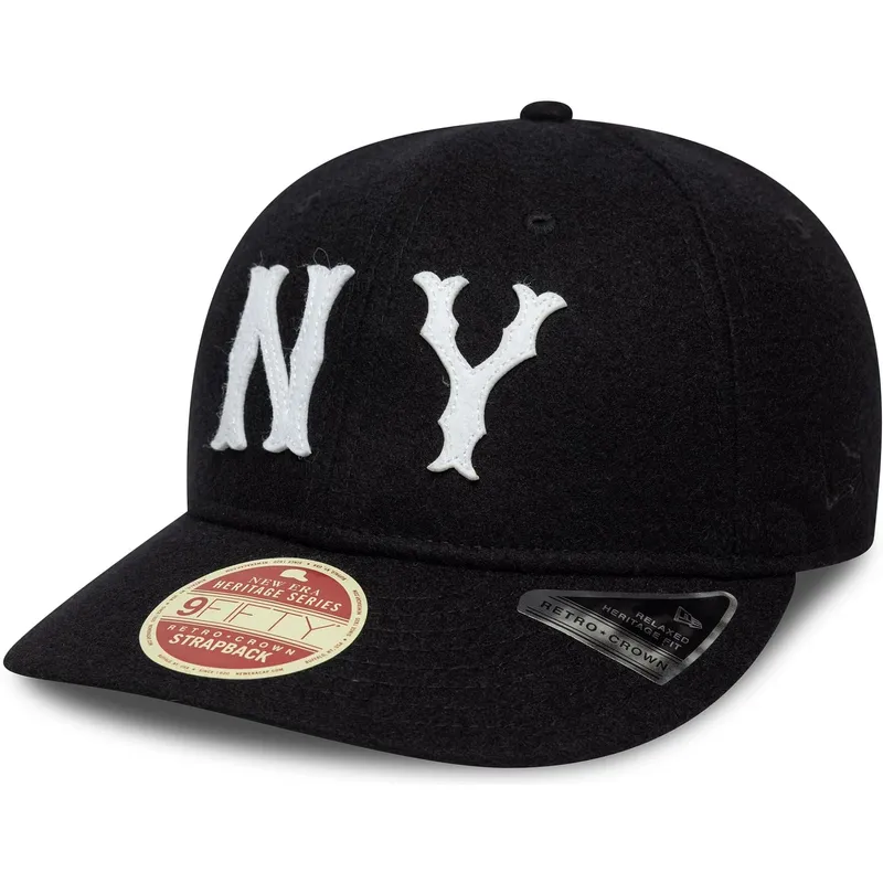 petten-gebogen-zwart-verstelbare-band-9fifty-retro-crown-heritage-series-van-new-york-highlanders-mlb-van-new-era