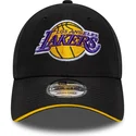 new-era-curved-brim-9forty-microfibre-los-angeles-lakers-nba-black-adjustable-cap