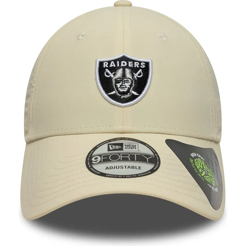 new-era-curved-brim-9forty-recycled-midi-las-vegas-raiders-nfl-beige-adjustable-cap