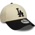 gorra-curva-beige-y-negra-ajustable-9forty-colour-block-de-los-angeles-dodgers-mlb-de-new-era