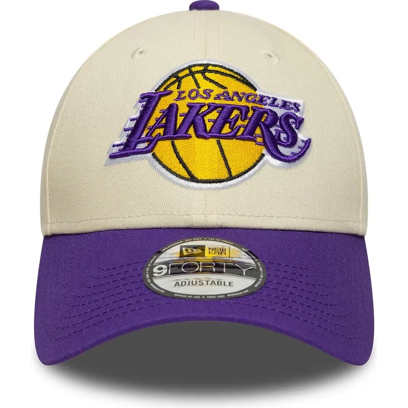 petten-gebogen-beige-verstelbare-band-9forty-colour-block-van-los-angeles-lakers-nba-van-new-era
