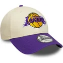 petten-gebogen-beige-verstelbare-band-9forty-colour-block-van-los-angeles-lakers-nba-van-new-era