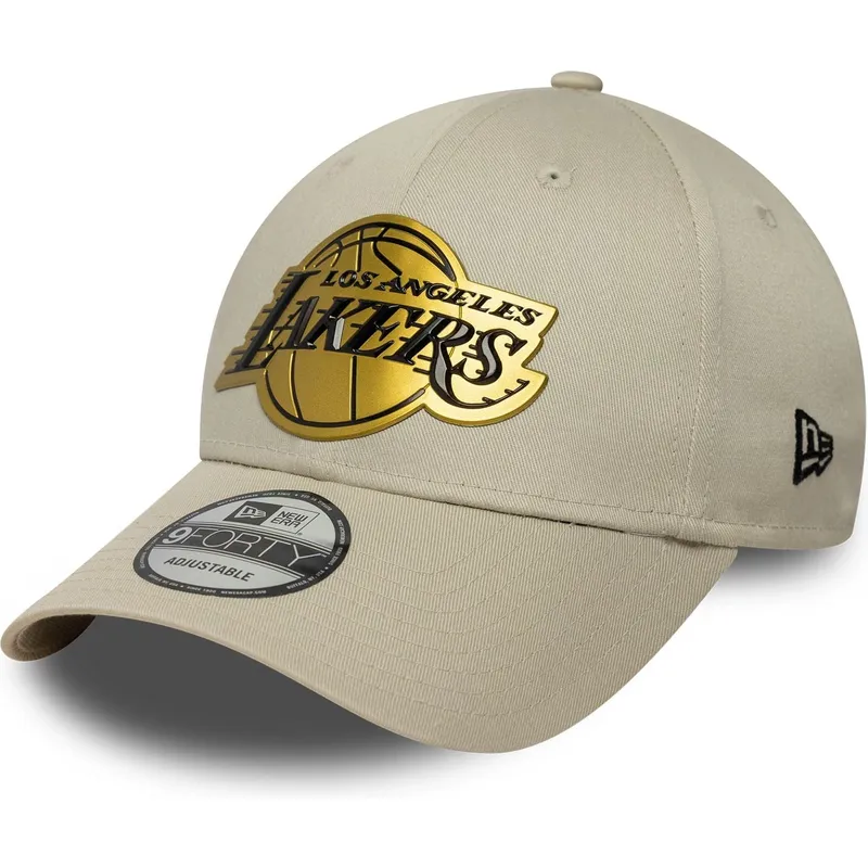 petten-gebogen-beige-snapback-9forty-metallic-van-los-angeles-lakers-nba-van-new-era