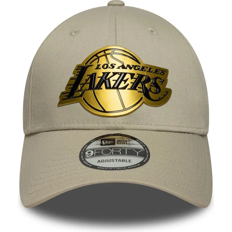 petten-gebogen-beige-snapback-9forty-metallic-van-los-angeles-lakers-nba-van-new-era