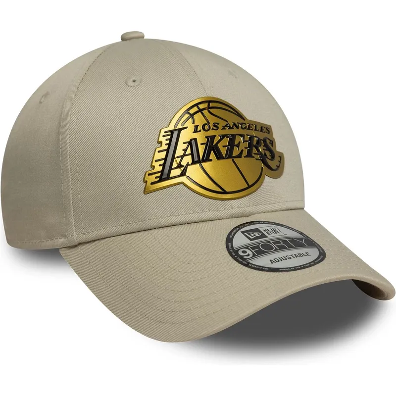 petten-gebogen-beige-snapback-9forty-metallic-van-los-angeles-lakers-nba-van-new-era