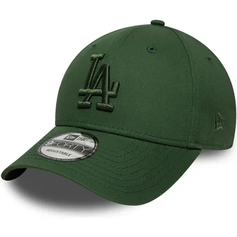 Casquette courbée verte ajustable avec logo vert 9FORTY League Essential Los Angeles Dodgers MLB New Era