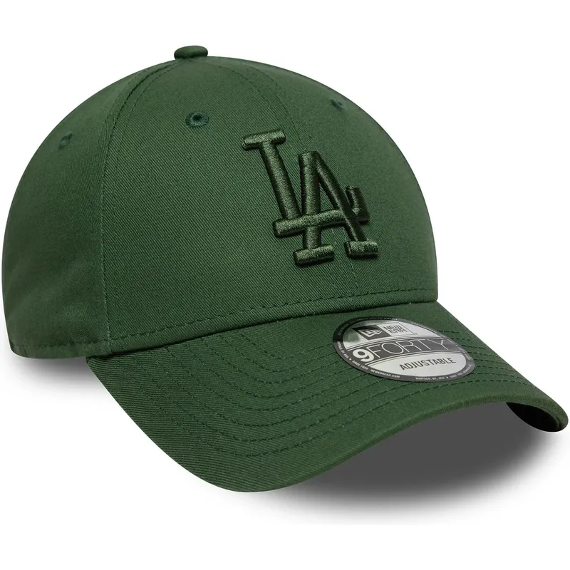 cappellino-con-visiera-curva-verde-regolabile-con-logo-verde-9forty-league-essential-dei-los-angeles-dodgers-mlb-di-new-era