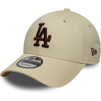 Cappellino con visiera curva beige regolabile con logo marrone 9FORTY League Essential dei Los Angeles Dodgers MLB di New Era