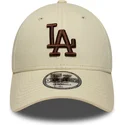 cappellino-con-visiera-curva-beige-regolabile-con-logo-marrone-9forty-league-essential-dei-los-angeles-dodgers-mlb-di-new-era