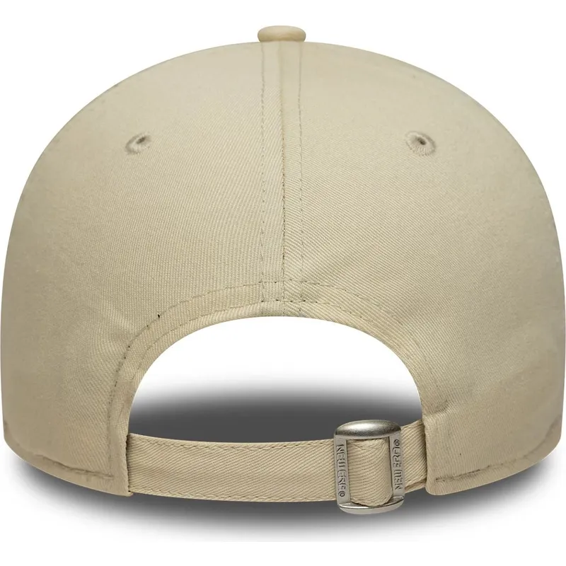 beige-verstellbare-curved-cap-mit-braunem-logo-9forty-league-essential-der-los-angeles-dodgers-mlb-von-new-era