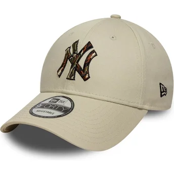 Petten gebogen beige verstelbare band 9FORTY Camo Infill van New York Yankees MLB van New Era