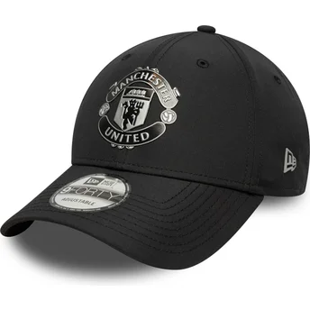 Gorra curva negra ajustable 9FORTY Reflective de Manchester United Football Club Premier League de New Era