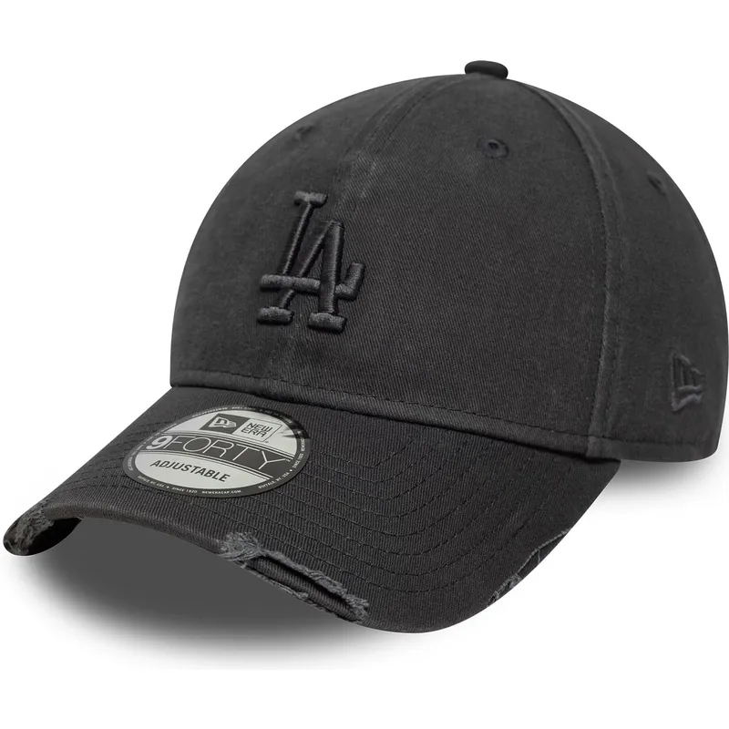 szara-regulowana-czapka-z-zakrzywionym-daszkiem-z-szarym-logo-9forty-wash-distress-los-angeles-dodgers-mlb-new-era
