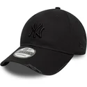 schwarze-verstellbare-curved-cap-mit-schwarzem-logo-9forty-wash-distress-der-new-york-yankees-mlb-von-new-era