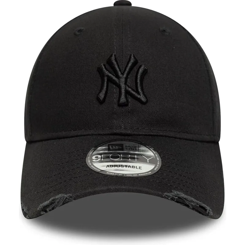 cappellino-curvo-nero-regolabile-con-logo-nero-9forty-wash-distress-di-new-york-yankees-mlb-di-new-era