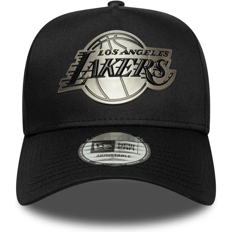 czarna-zakrzywiona-czapka-snapback-9forty-e-frame-metallic-los-angeles-lakers-nba-new-era