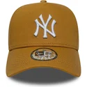 petten-gebogen-bruin-snapback-9forty-e-frame-league-essential-van-new-york-yankees-mlb-van-new-era