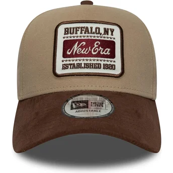 New Era Curved Brim 9FORTY E Frame Patch Suede Brown Adjustable Cap