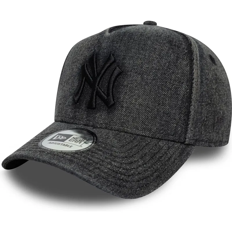 schwarze-gebogene-snapback-kappe-9forty-e-frame-denim-der-new-york-yankees-mlb-von-new-era