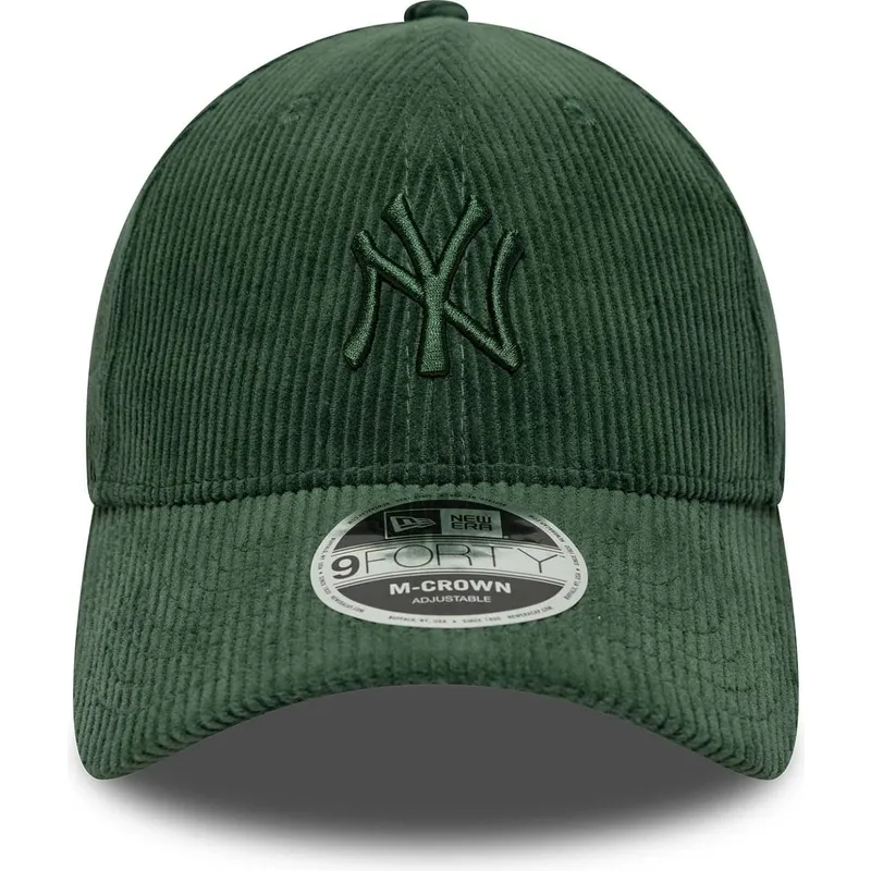 cappellino-curvo-verde-regolabile-con-logo-verde-9forty-m-crown-cord-dei-new-york-yankees-mlb-di-new-era