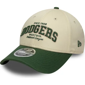 Petten gebogen beige verstelbare band 9FORTY M-Crown Wordmark van Los Angeles Dodgers MLB van New Era