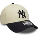 new-era-curved-brim-9forty-m-crown-new-york-yankees-mlb-beige-and-navy-blue-snapback-cap