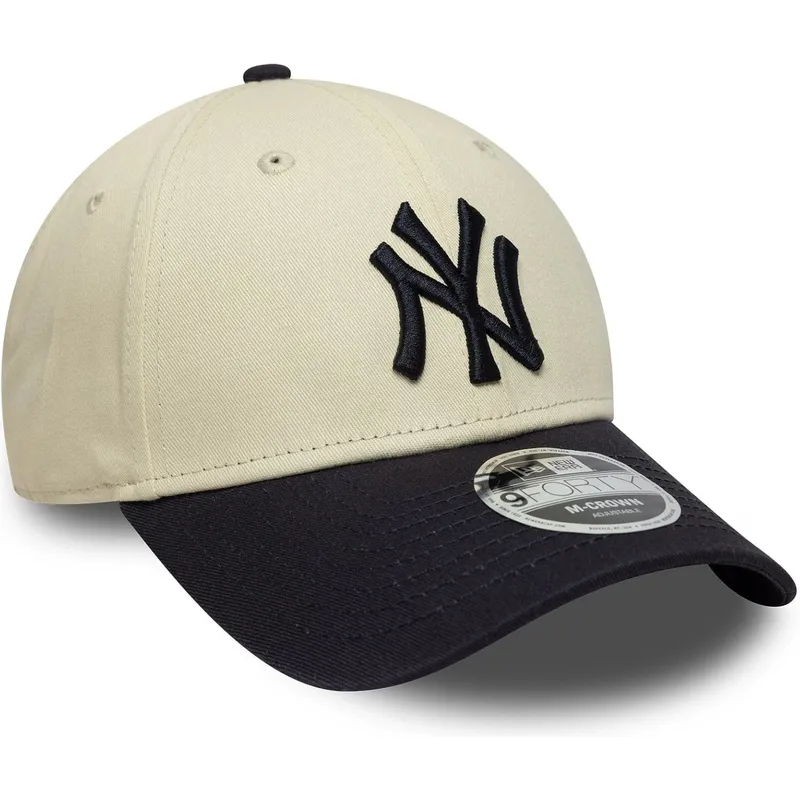 petten-gebogen-beige-snapback-9forty-m-crown-van-new-york-yankees-mlb-van-new-era