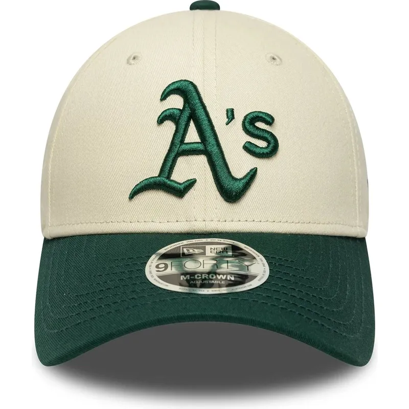 czapka-z-daszkiem-bezowo-zielona-snapback-9forty-m-crown-oakland-athletics-mlb-new-era