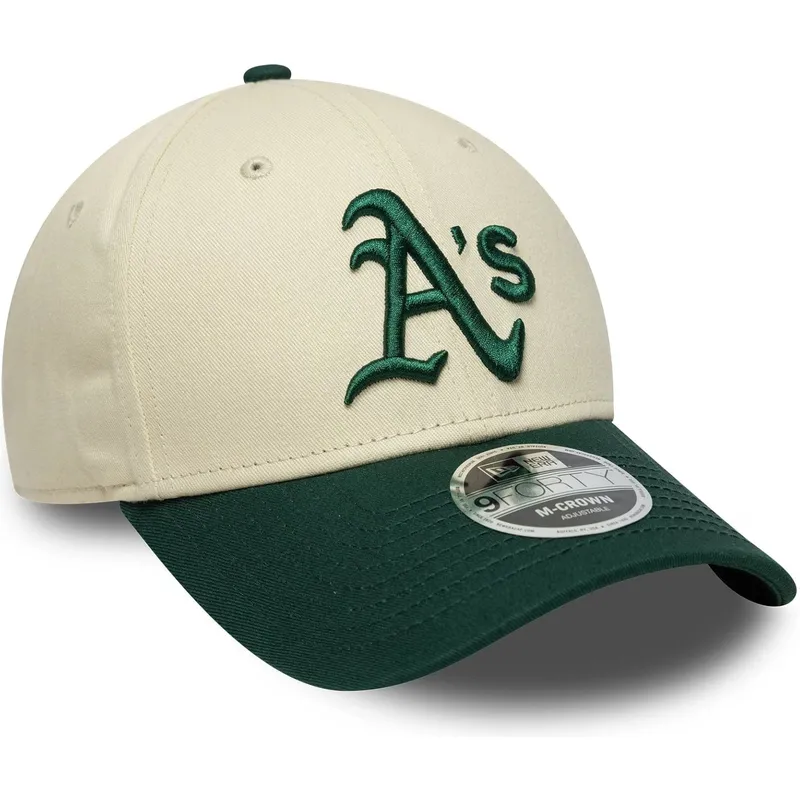 gorra-curva-beige-y-verde-snapback-9forty-m-crown-de-oakland-athletics-mlb-de-new-era