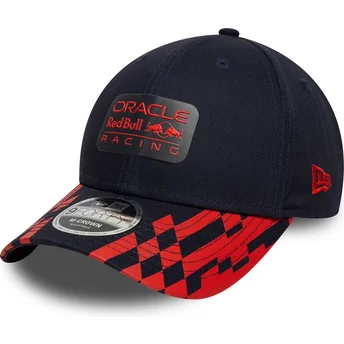 Cappellino visiera curva blu marino e rosso snapback 9FORTY M-Crown Visor Print di Red Bull Racing Formula 1 di New Era