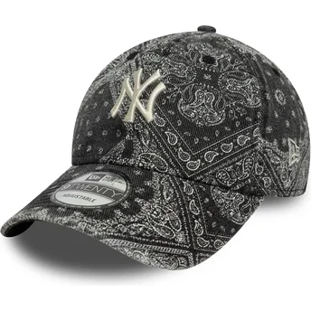 Casquette courbée noire ajustable 9TWENTY Washed Paisley New York Yankees MLB New Era