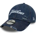 petten-gebogen-blauw-verstelbaar-9twenty-denim-distress-van-new-york-yankees-mlb-van-new-era